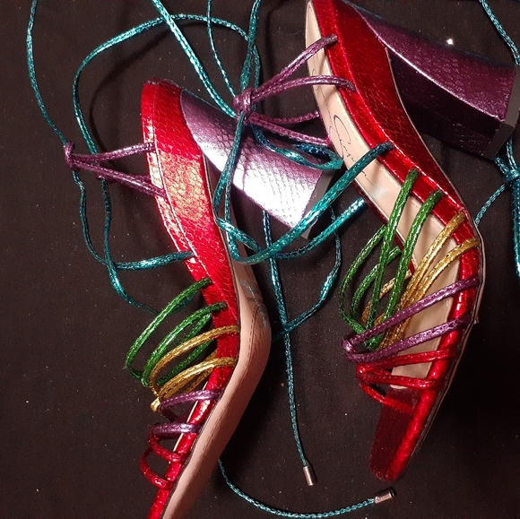 Metallic multicolored Jessica Simpson platform - Picture 3 of 4